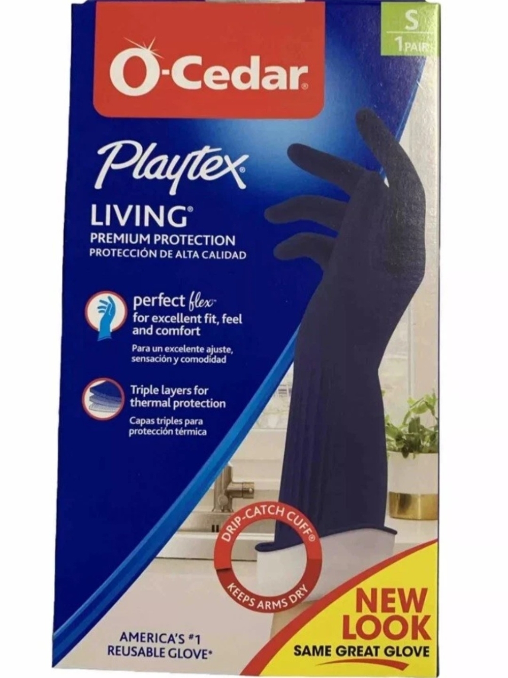 O-Cedar Playtex Living Premium Protection Reusable Glove - Navy Blue Size S